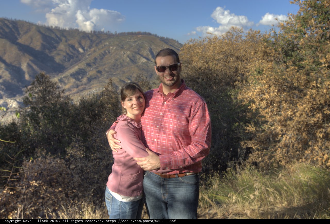 Couple Embracing in Angeles Crest Mountain Landscape