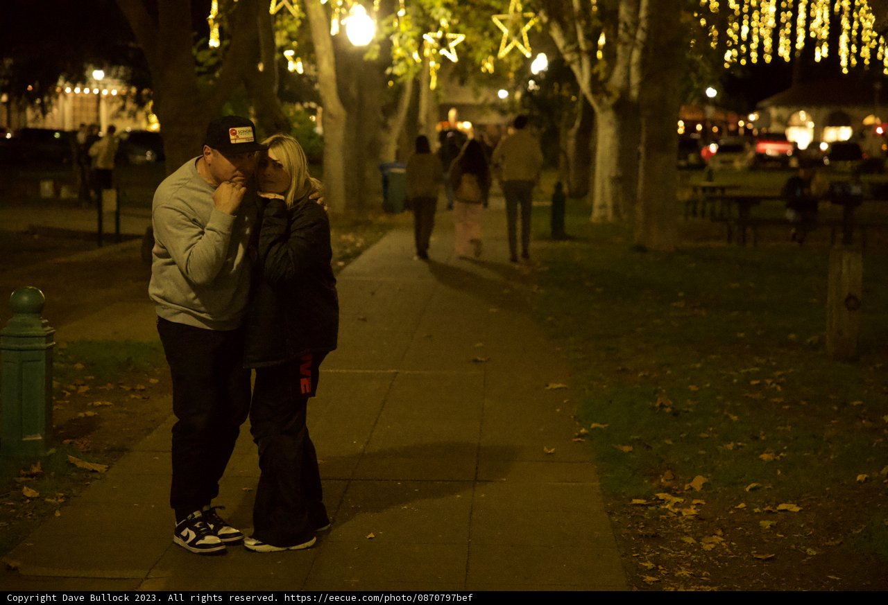Nocturnal Kiss - A Romantic Interlude in Downtown Sonoma