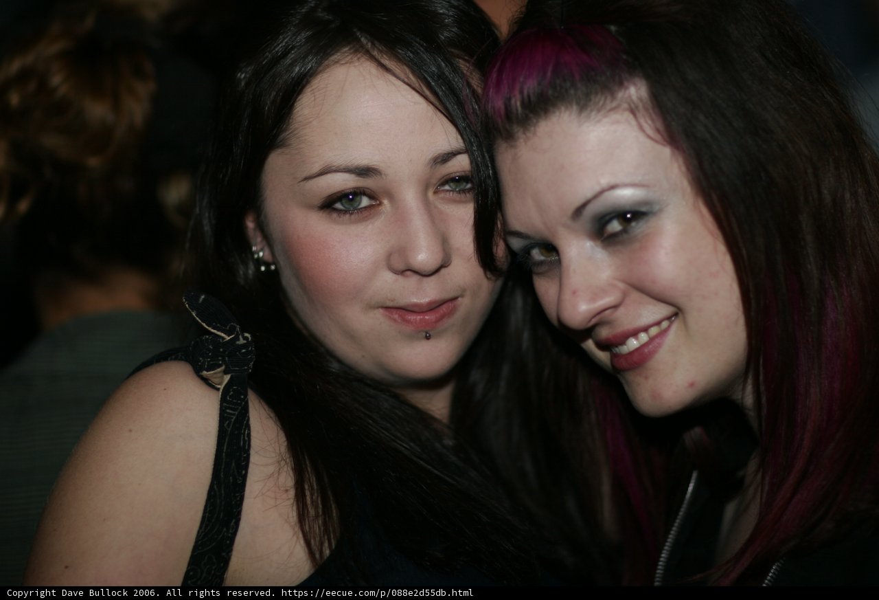 Two Women Enjoying Nightlife at Urban Party
