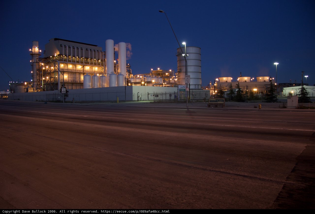 Illuminated Industrial Plant at Night