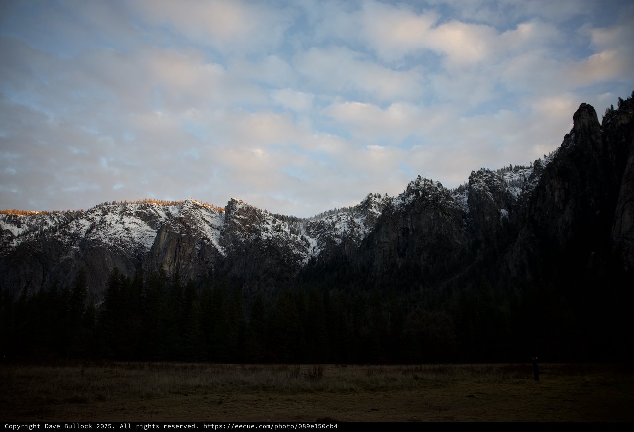 Winter Dawn Light on Yosemite Valley Cliffs