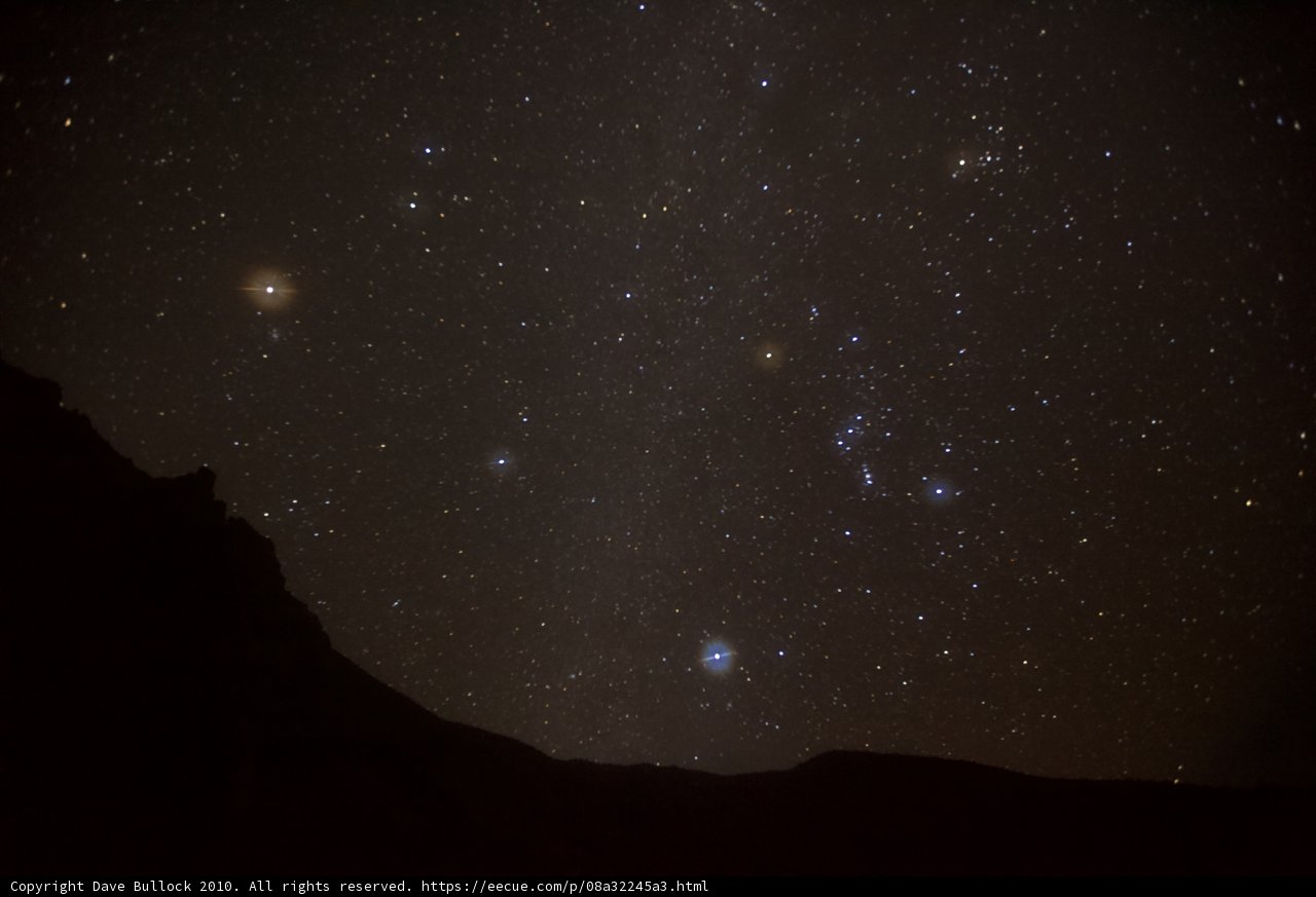 Starry Night Sky Over the Orion Nebula