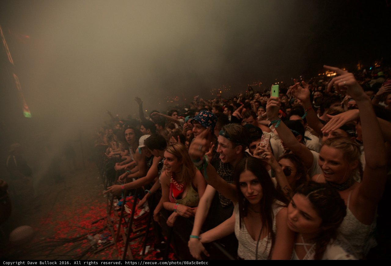 Smoke-Filled Concert Crowd
