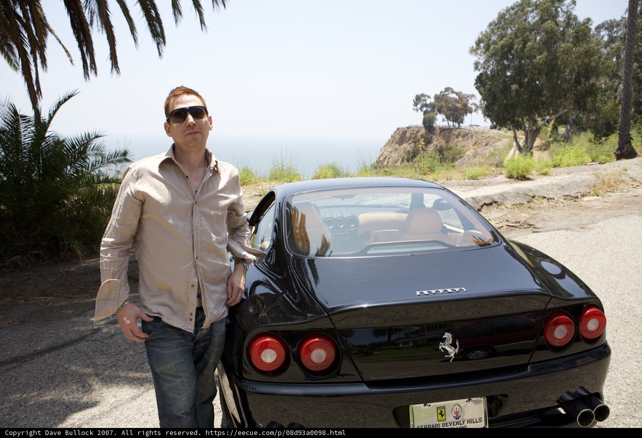 Black Sports Car and Stylish Man