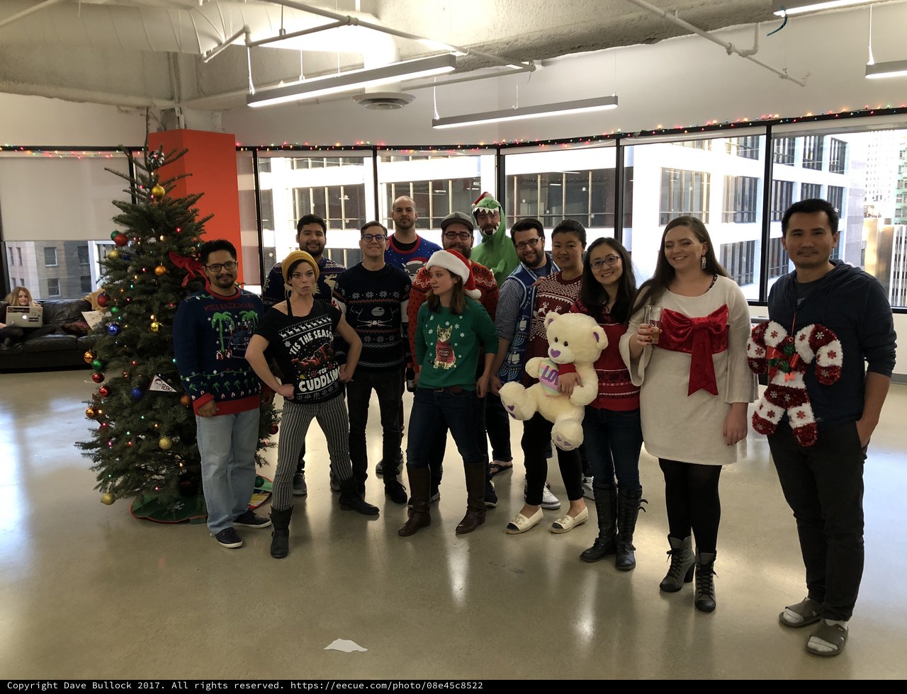Office Ugly Sweater Christmas Party Group Photo