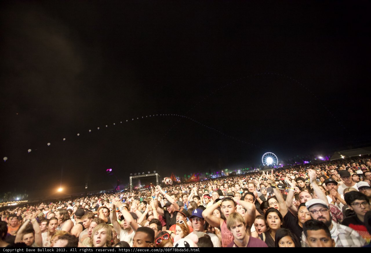 Nighttime Crowd at Coachella Rock Concert