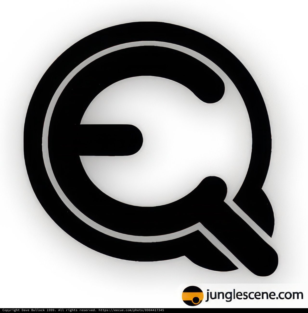 Bold "e" logo in black and white