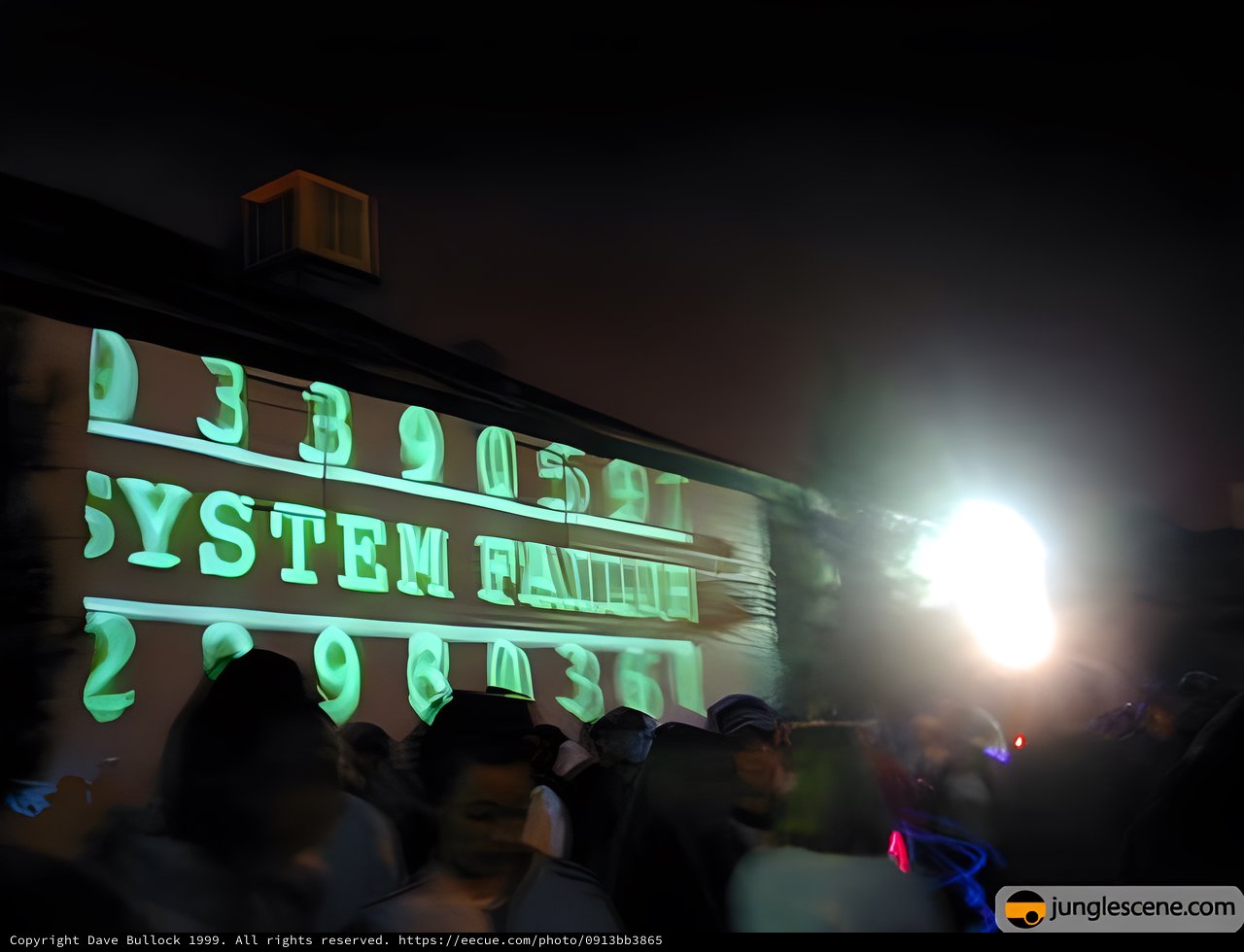 System Failure Night Projection on Building Wall