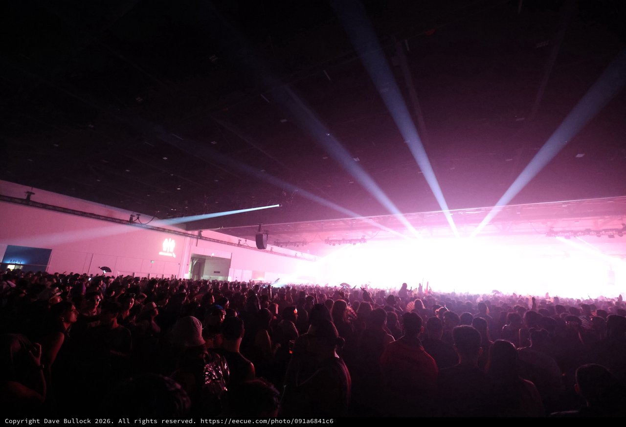 Massive Indoor Rave Crowd Bathed in Pink Light