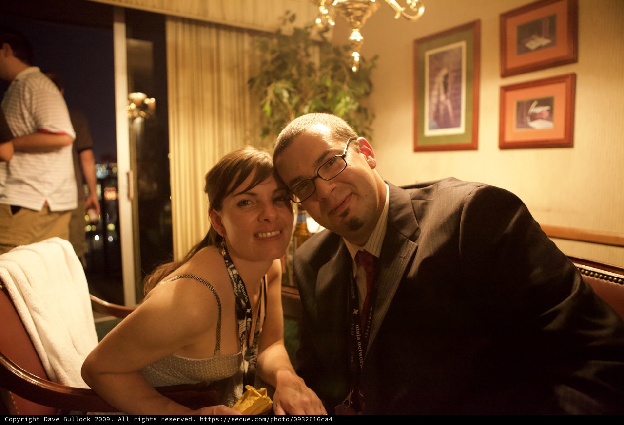Two Friends Pose at DEF CON 17 Evening Party