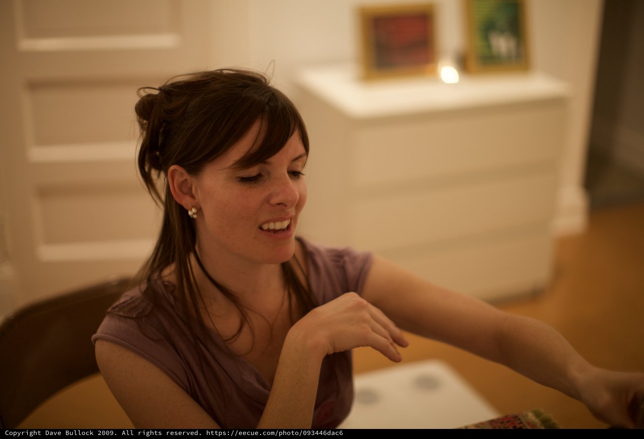 Penelope Smiling at an Art Gallery Evening