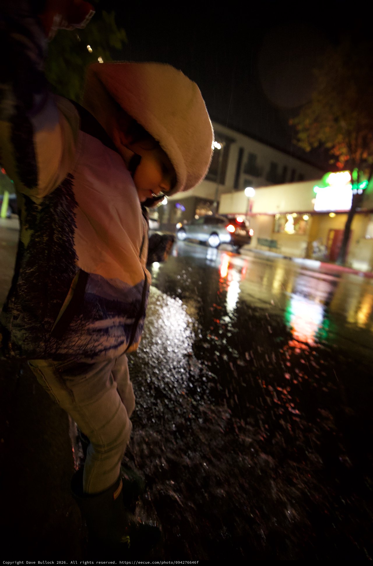 Night Walk Through Flooded Streets in Rain