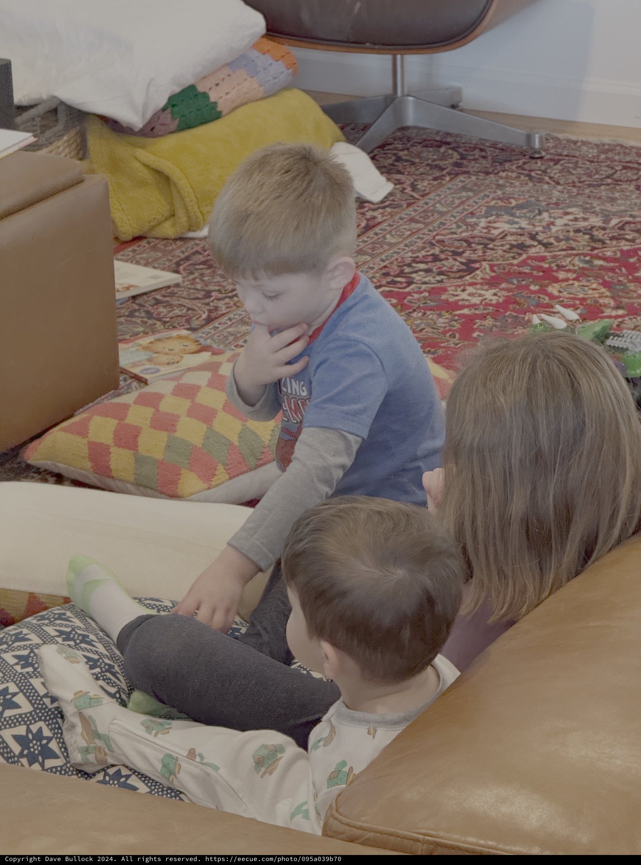 Children Playing Together on Living Room Floor