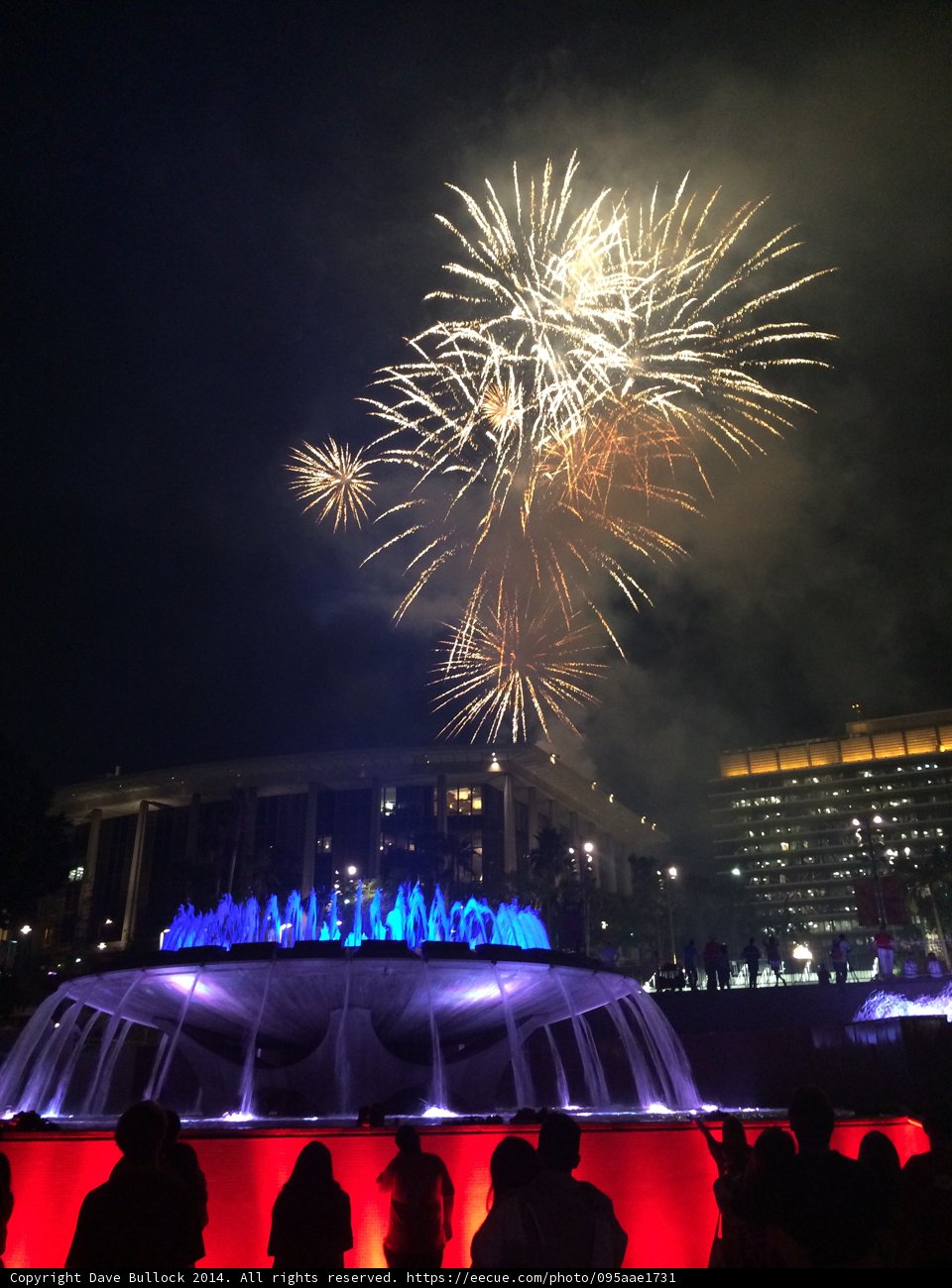 Fireworks illuminate fountain at Civic Center Mall