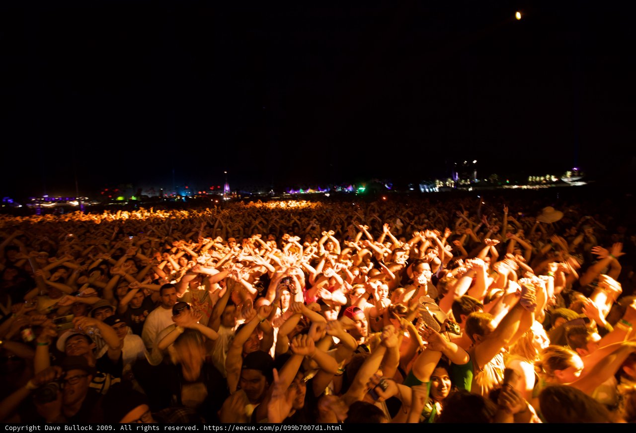 Coachella 2009 crowd in the night sky