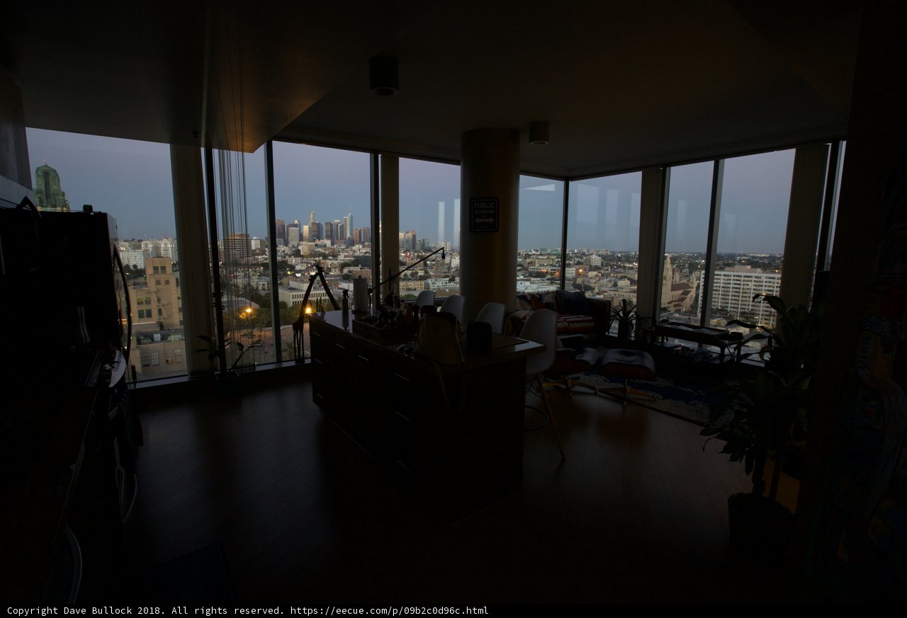 Cityscape View from a Luxurious Penthouse Living Room