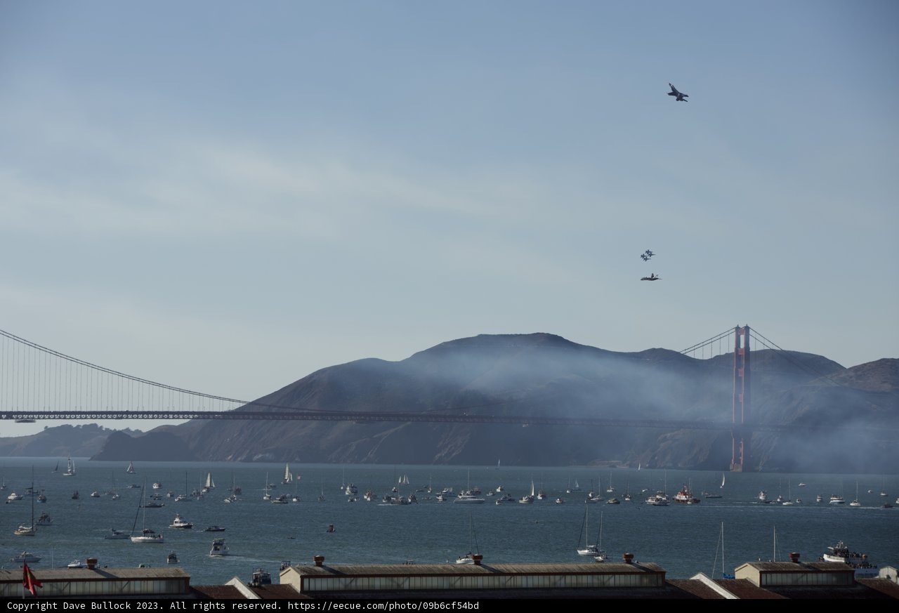 Mesmerizing View of Golden Gate Bridge during Fleet Week Air Show 2023