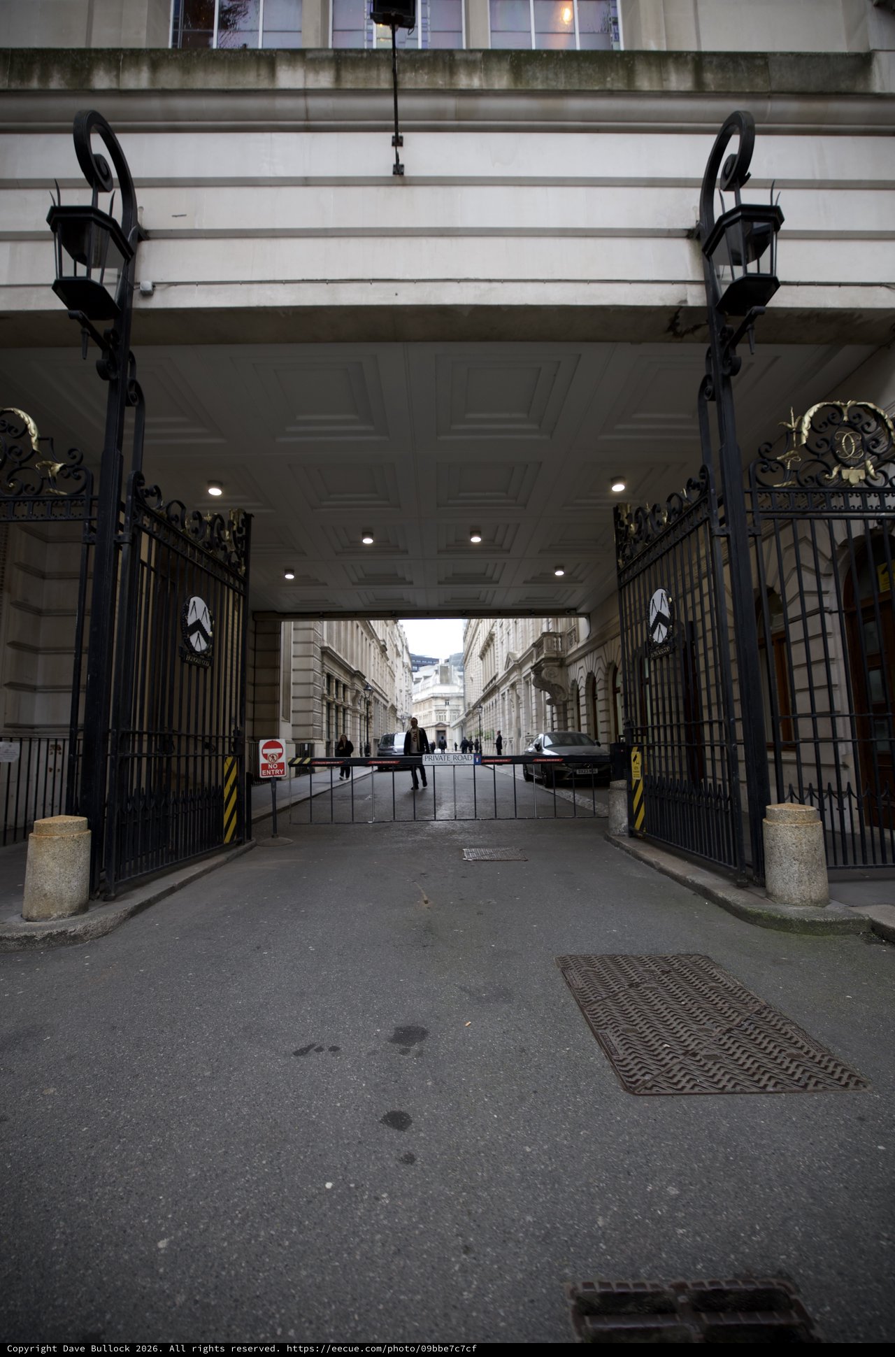 Ornate Iron Gates Leading to London Government Building