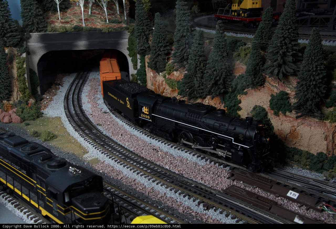 Classic Toy Train on a Realistic Mountainous Diorama
