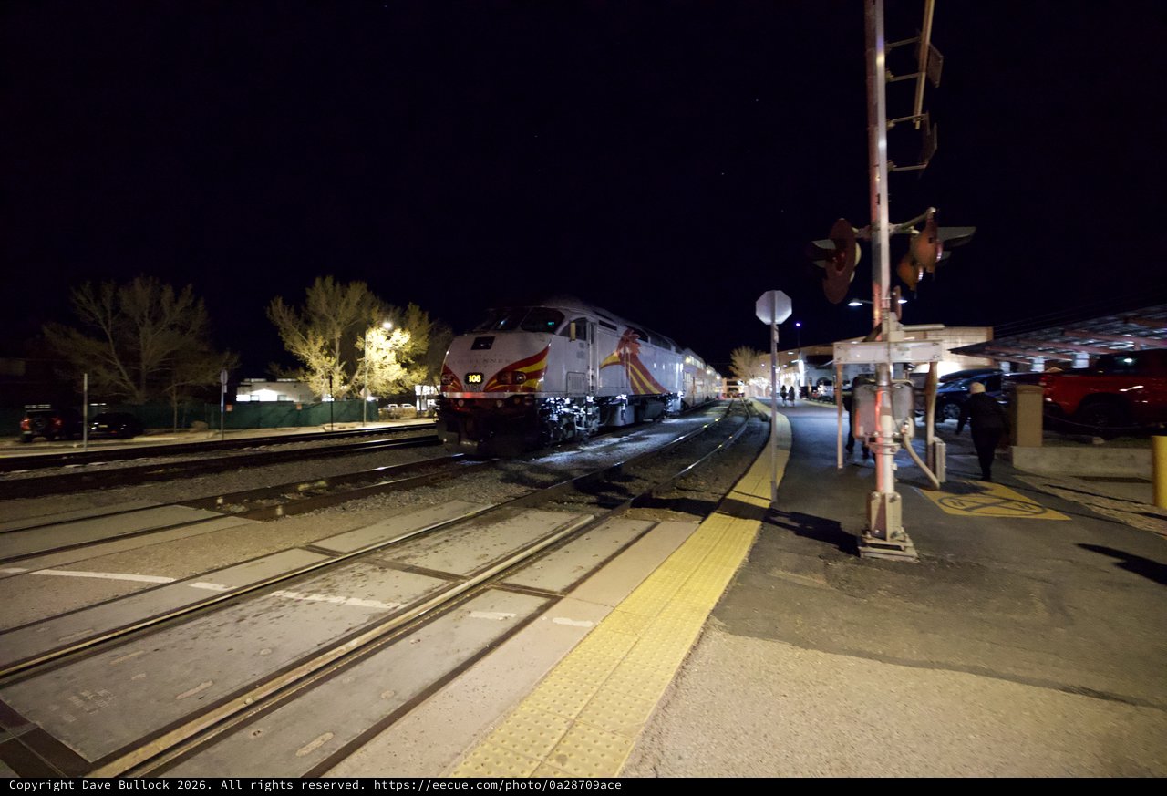Rail Runner Express Night Arrival at Santa Fe Station