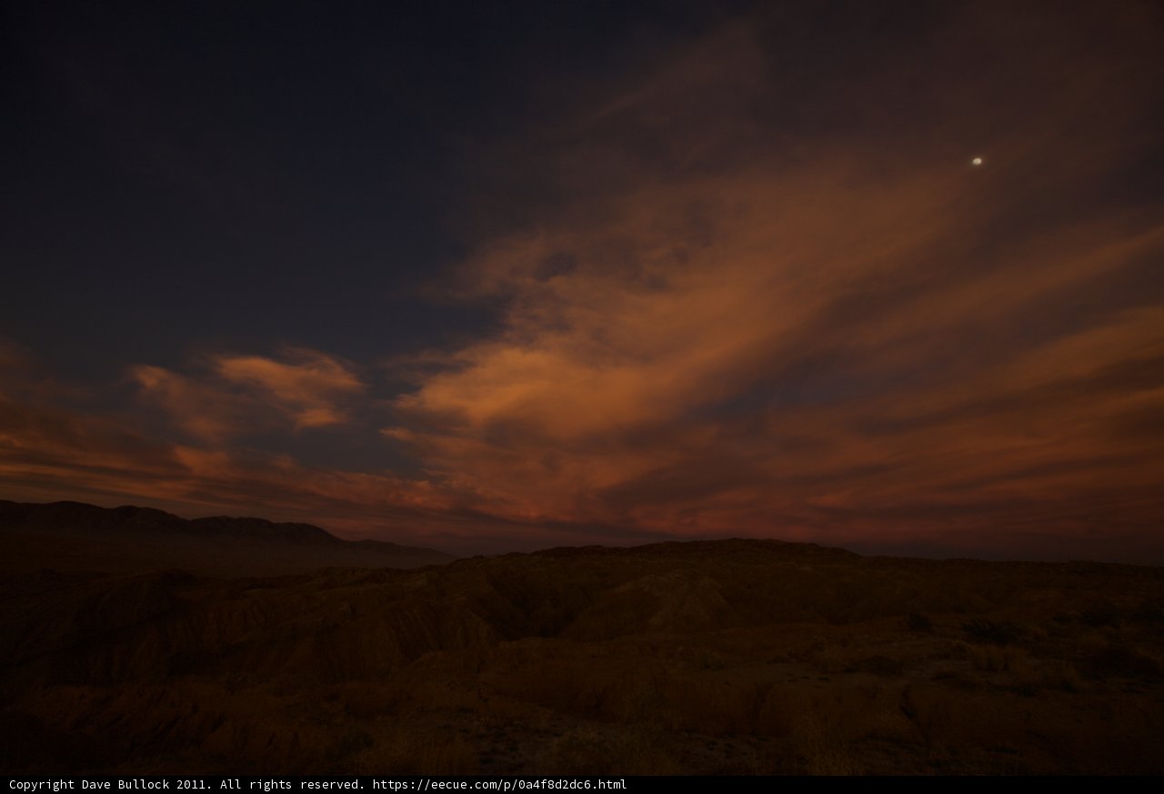 Desert Sunset with Moon and Cloud