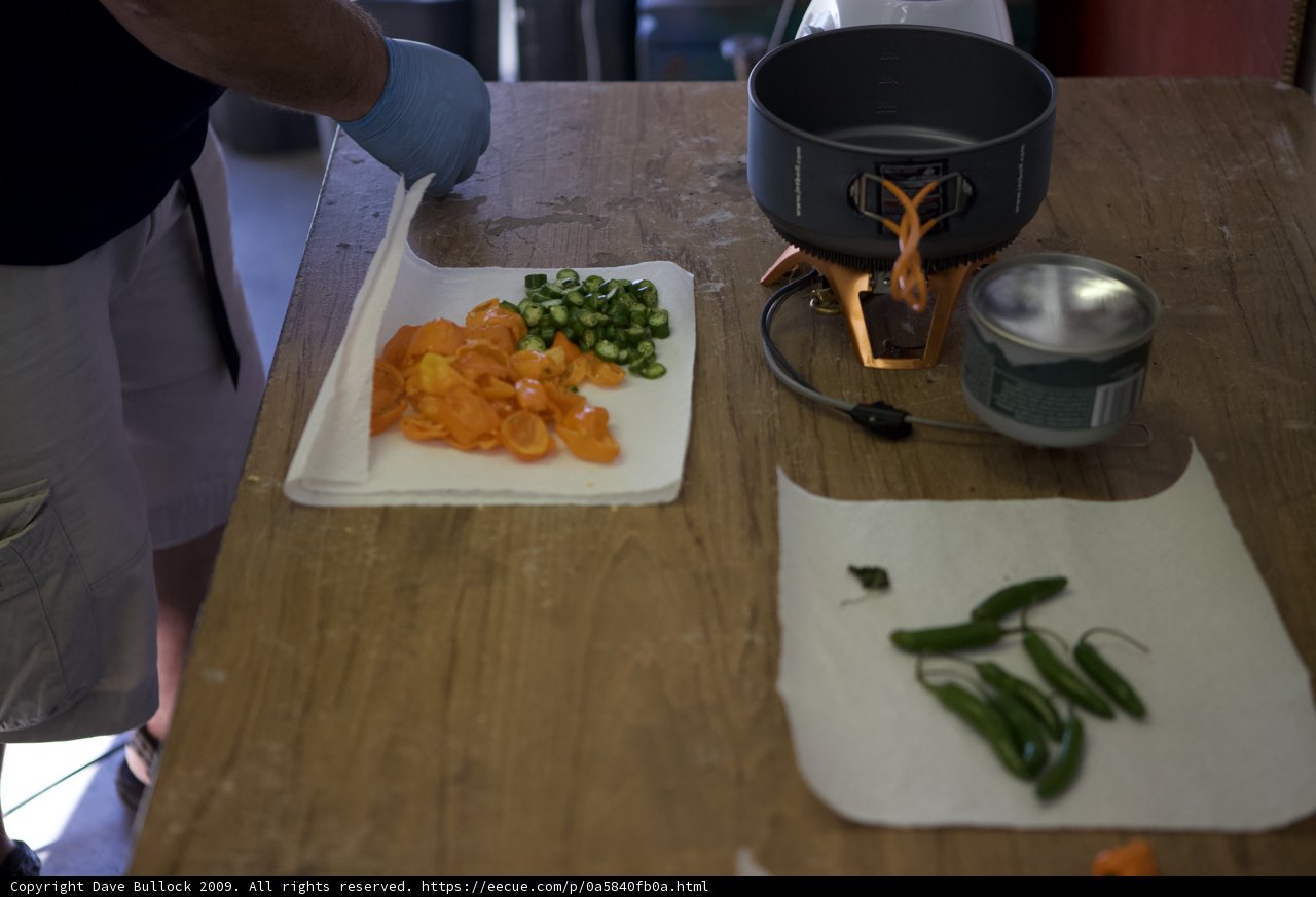 Food Preparation on Hardwood Table