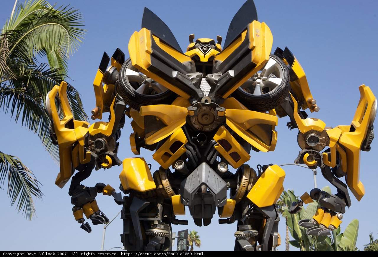 Bumblebee Robot amidst Palm Trees