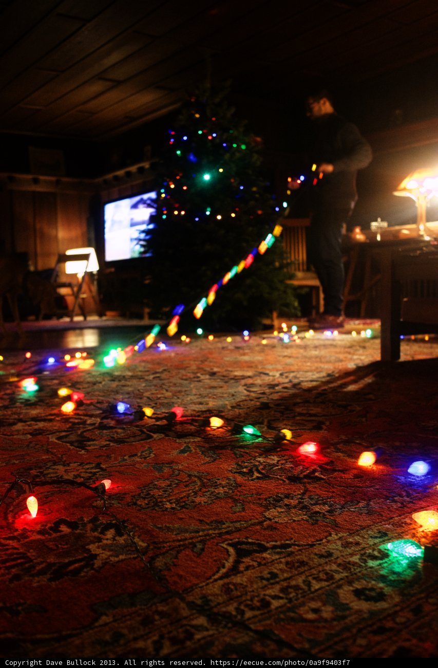 Christmas Lighting in a Cozy Living Room