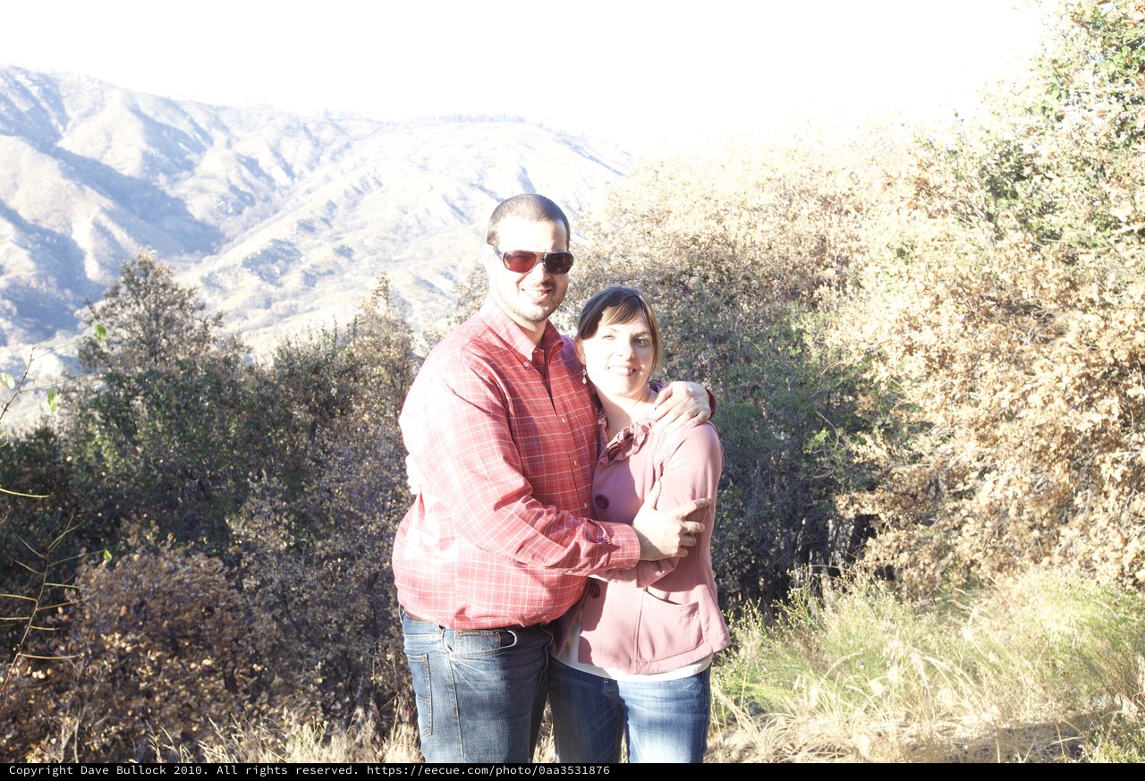 Couple Embracing on Angeles Crest Mountain Trail