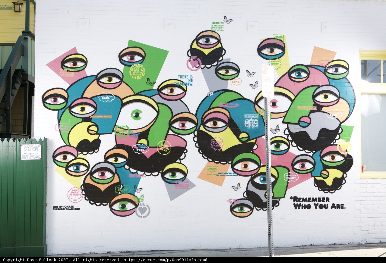 Vibrant Multi-Eyed Mural