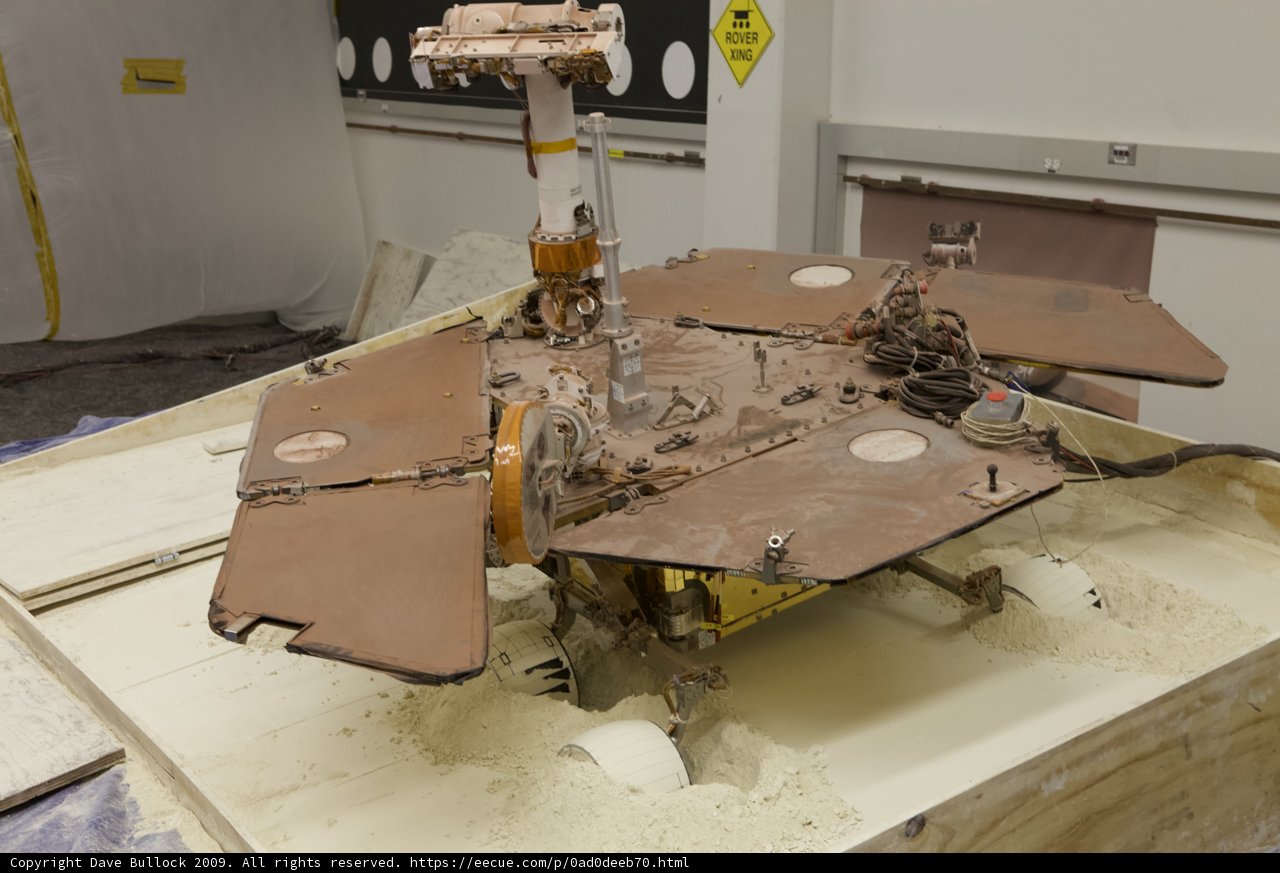 Close up of Mars Rover on Display in a Plywood Room