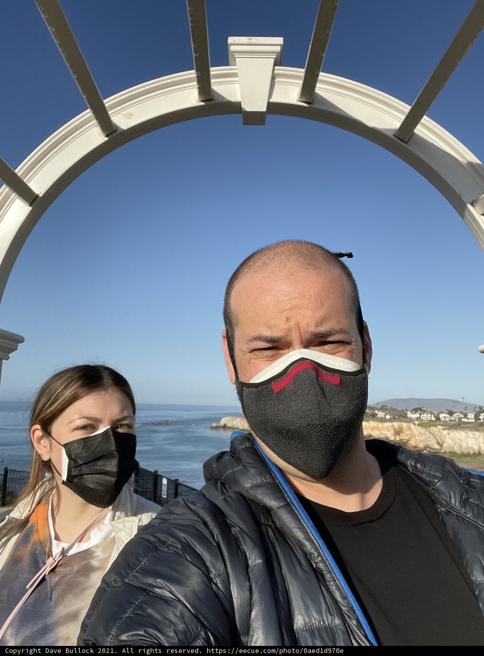 Masked Couple on Pismo Beach Bridge