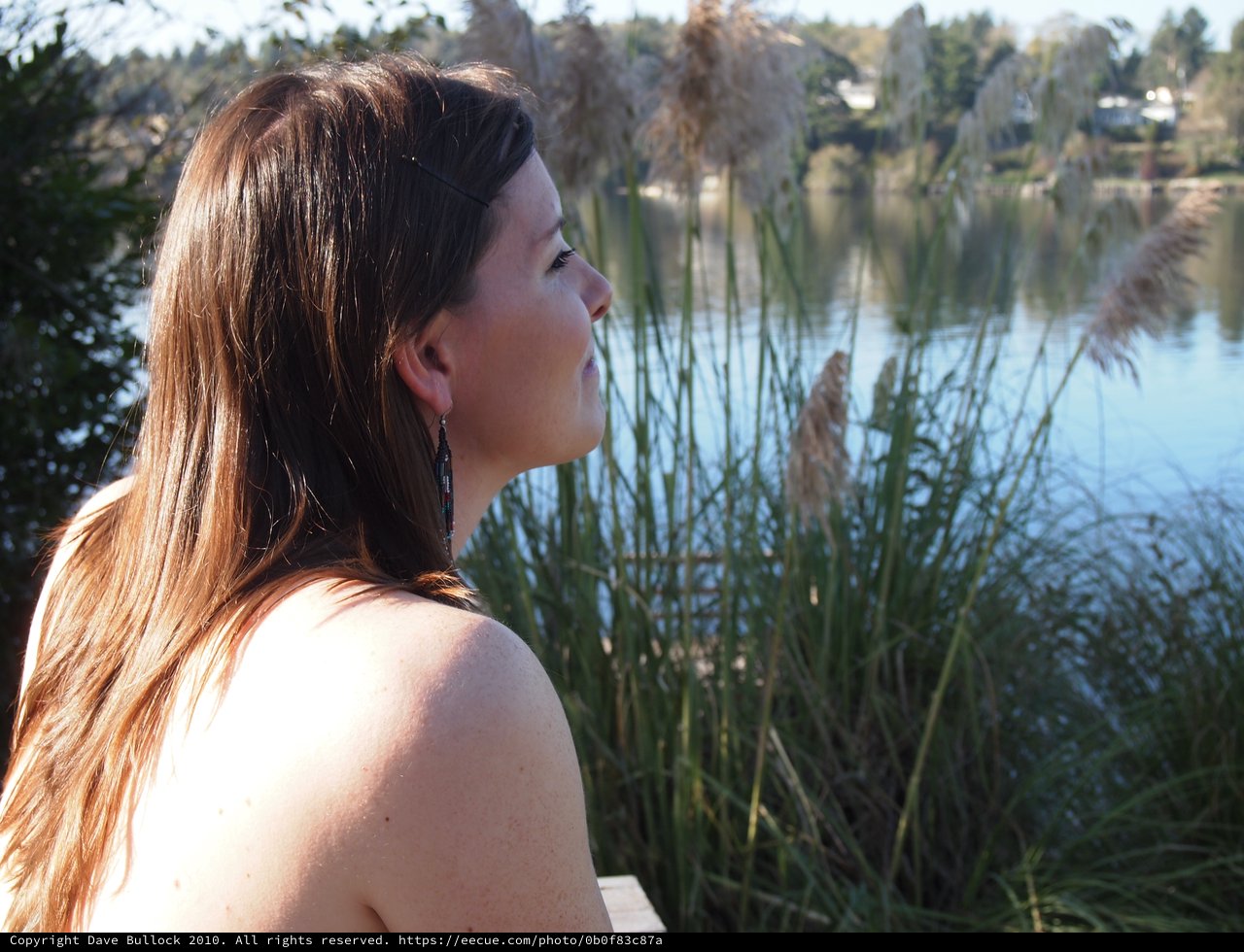 Penelope Gazing Skyward by the Lake
