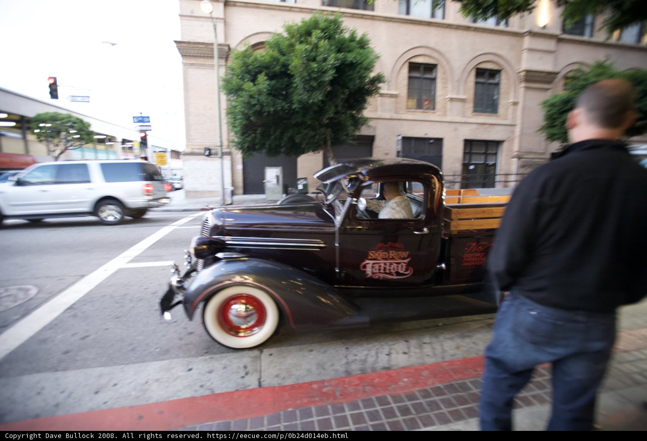 Walking alongside a Vintage Truck