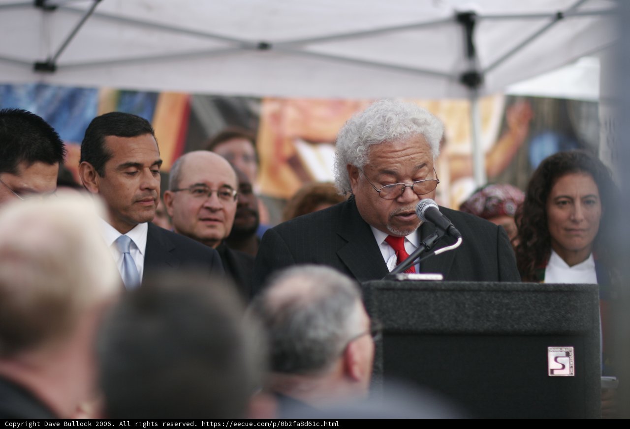 Antonio Villaraigosa Addressing a Crowd at a Press Conference