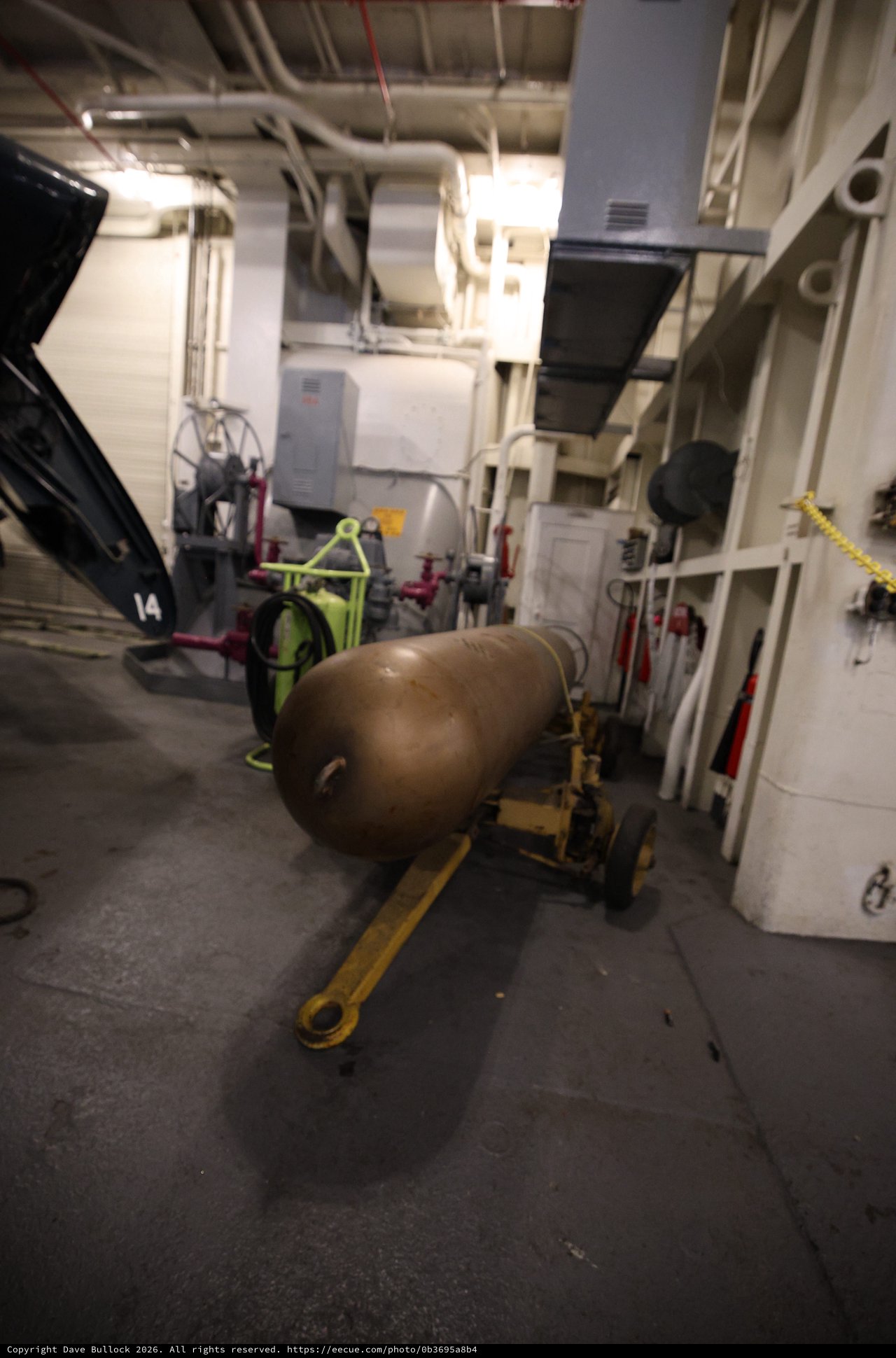 Large Bronze Pressure Tank in USS Hornet Mechanical Room