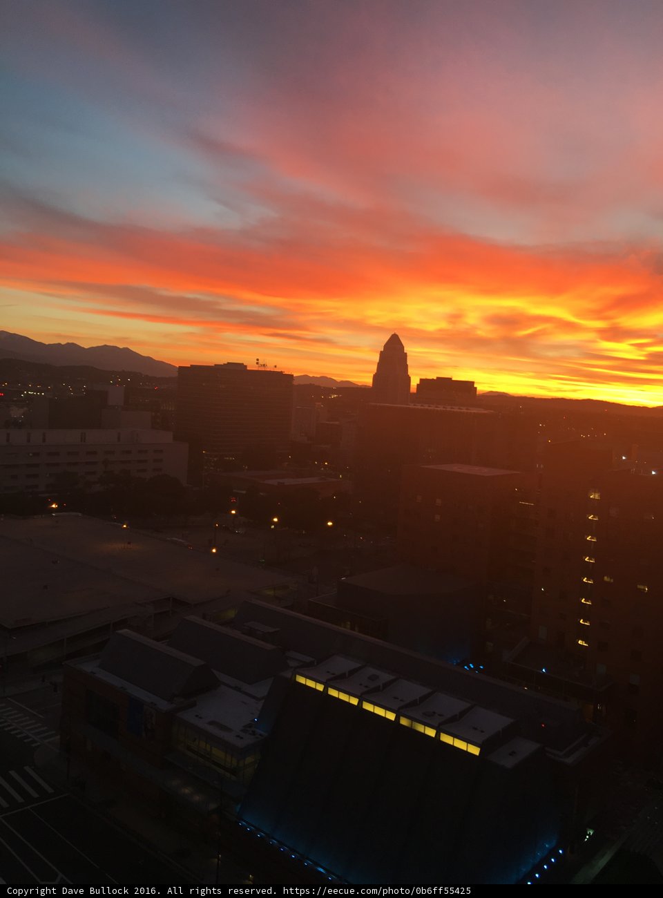 Radiant Sunset over LA's Skyscrapers