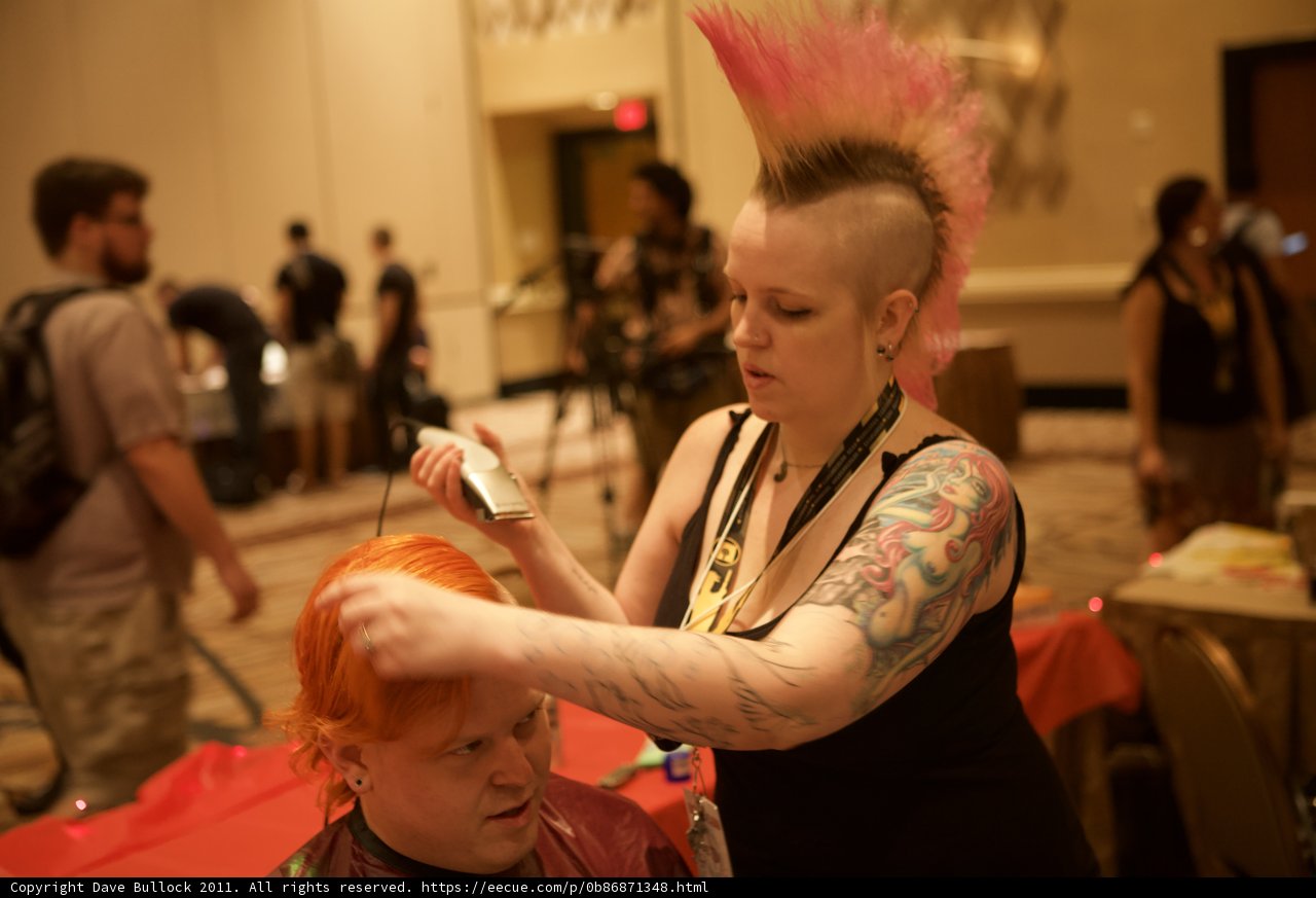Pink-haired Woman Gets a Haircut
