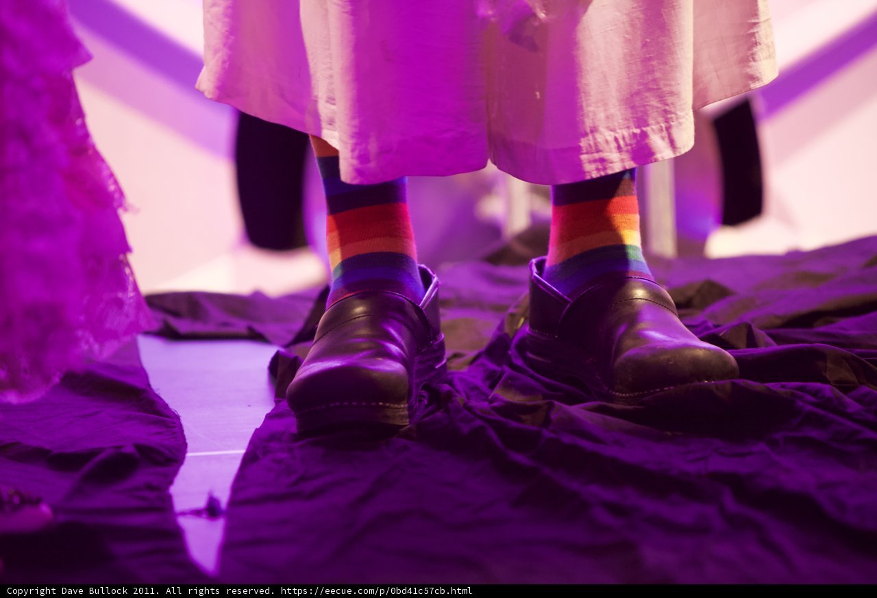 Rainbow Socks and Black Shoes