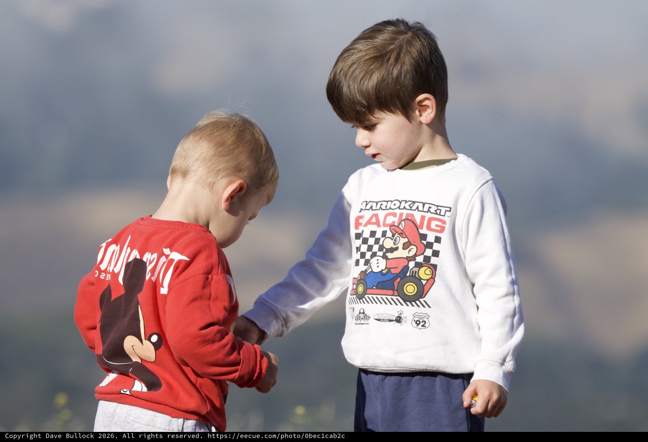 Two Young Brothers Share a Moment on Mt. Diablo