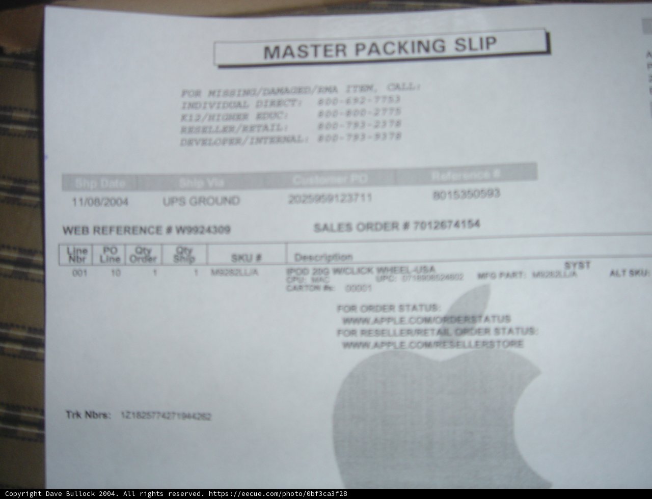 Apple Packing Slip