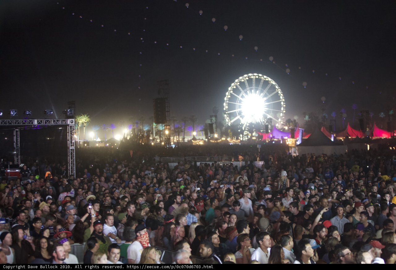 Concert Crowd with Ferris Wheel in Background