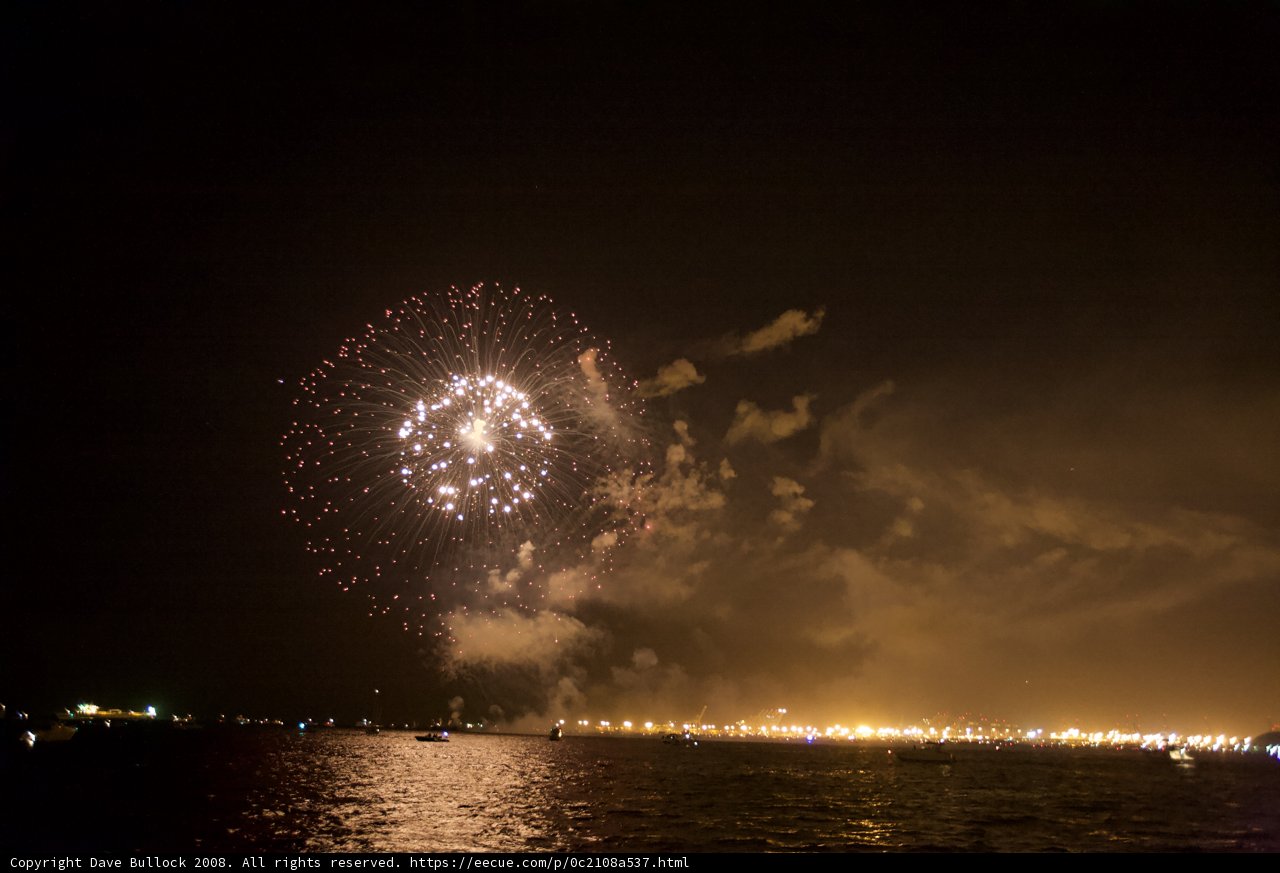 Spectacular Fireworks Display Lighting Up the Night Over Water