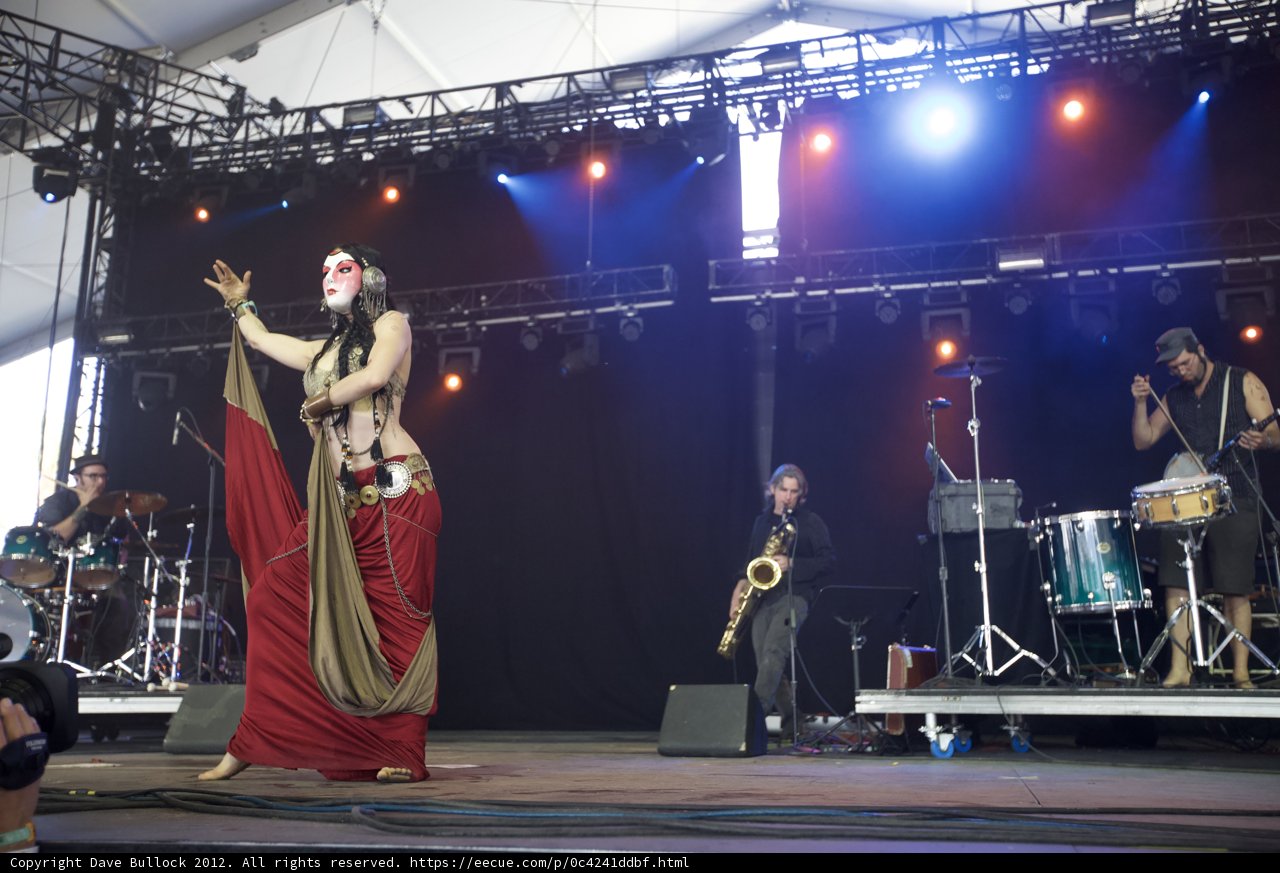 Red-dressed Entertainer on Coachella Stage