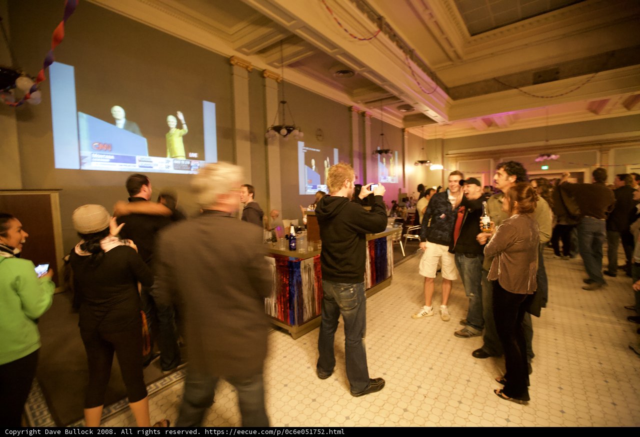 Election Day Crowd Watching TV