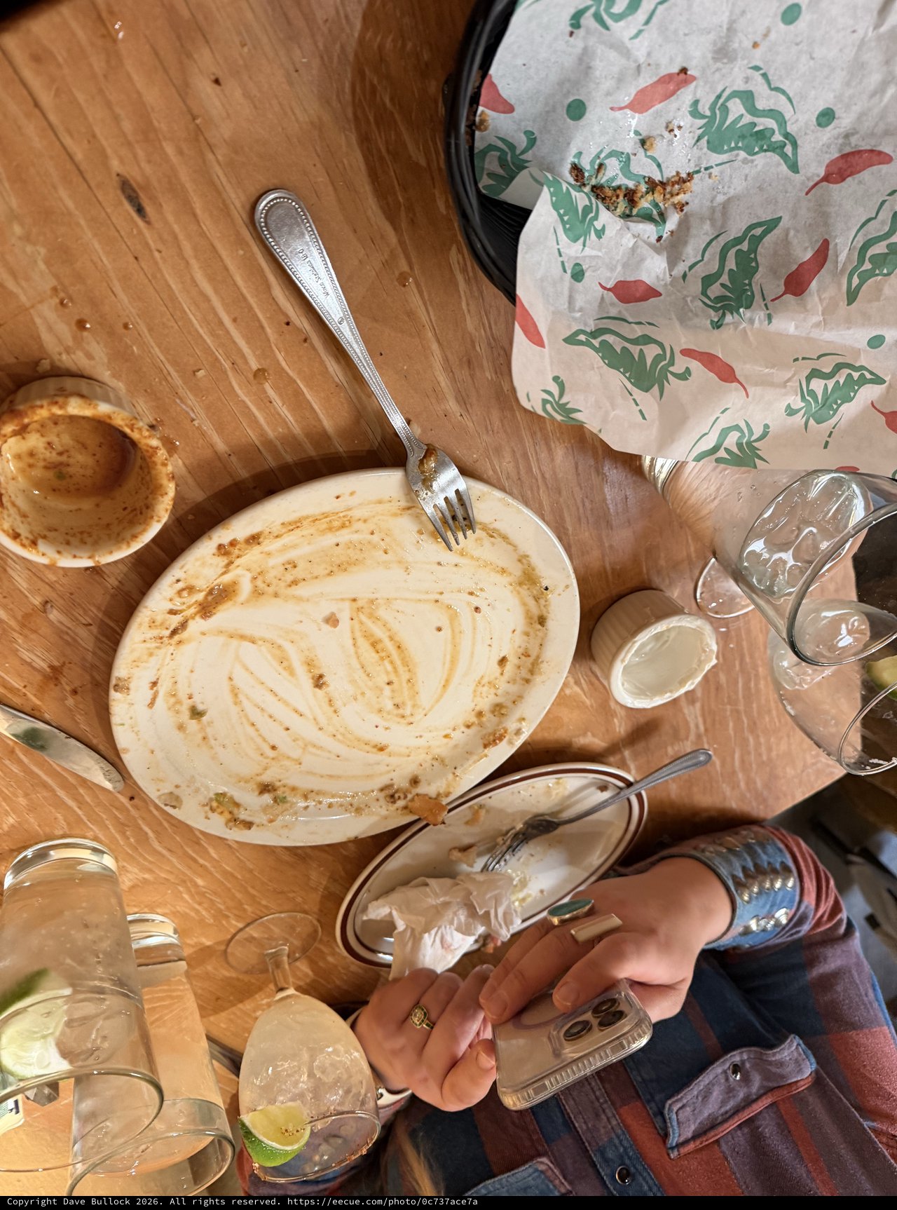 Post-Meal Contentment: Empty Plates and Lingering Conversation