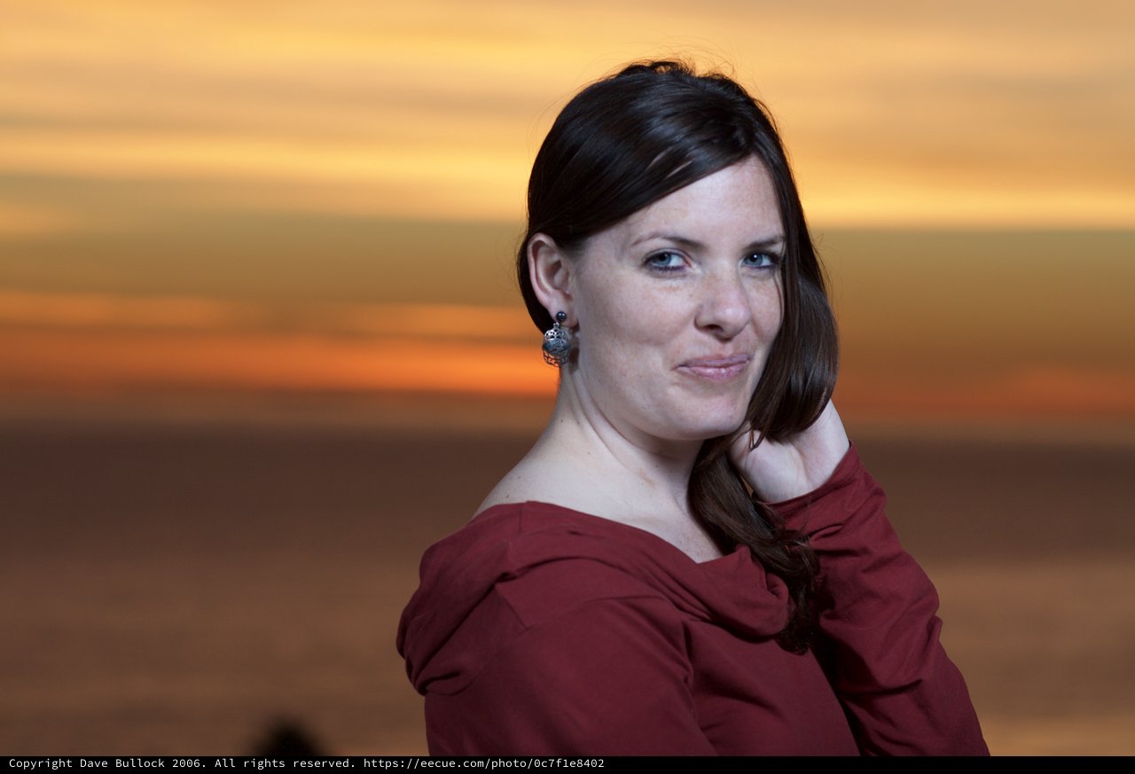 Woman in Red at Golden Hour Sunset
