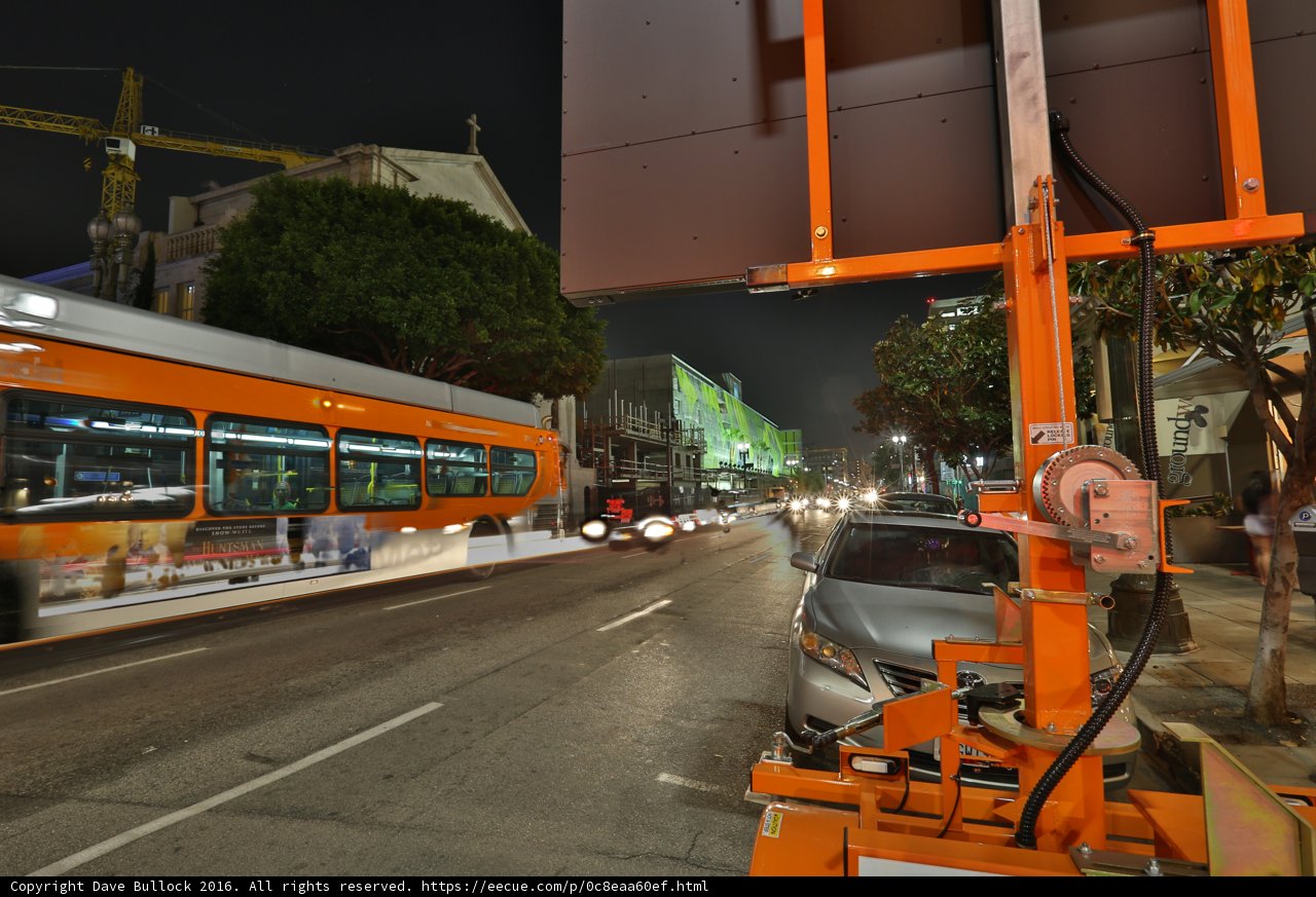 Night scene of a busy city street