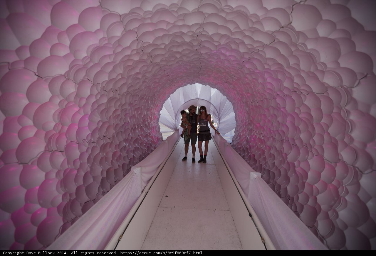Walking Through a Pink Balloon Tunnel