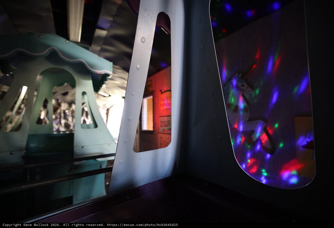 Industrial Space with Colorful Light Projection